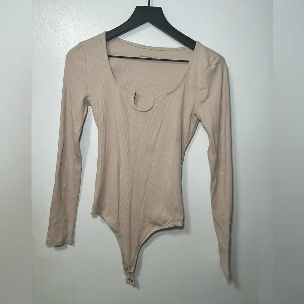 Abercrombie and Fitch Soft A&F Rib Bodysuit Tan